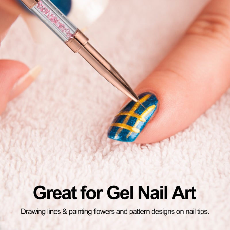 1PC Brushes Double-sided Nail Gel Polish Painting Drawing Line Stripe Flower Design 9/15mm DIY Drawing Painting Brush Pen - Image 3