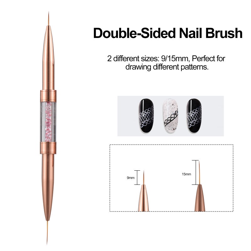 1PC Brushes Double-sided Nail Gel Polish Painting Drawing Line Stripe Flower Design 9/15mm DIY Drawing Painting Brush Pen - Image 5