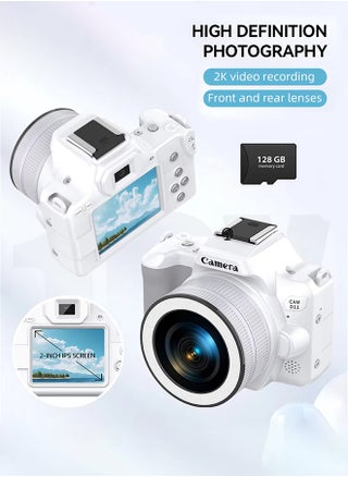 كاميرا رقمية صغيرة 48 ميجابكسل DSLR كاميرا 2K HD تقريب رقمي 16X كاميرا سفر مع بطاقة ذاكرة 128 جيجابايت وشاشة IPS مقاس 2 بوصة وكاميرا تسجيل فيديو - pzsku/Z4DCDC31DEF15340A688BZ/45/1749626479/07c48d94-7b34-4e04-8c47-dcde124b3213
