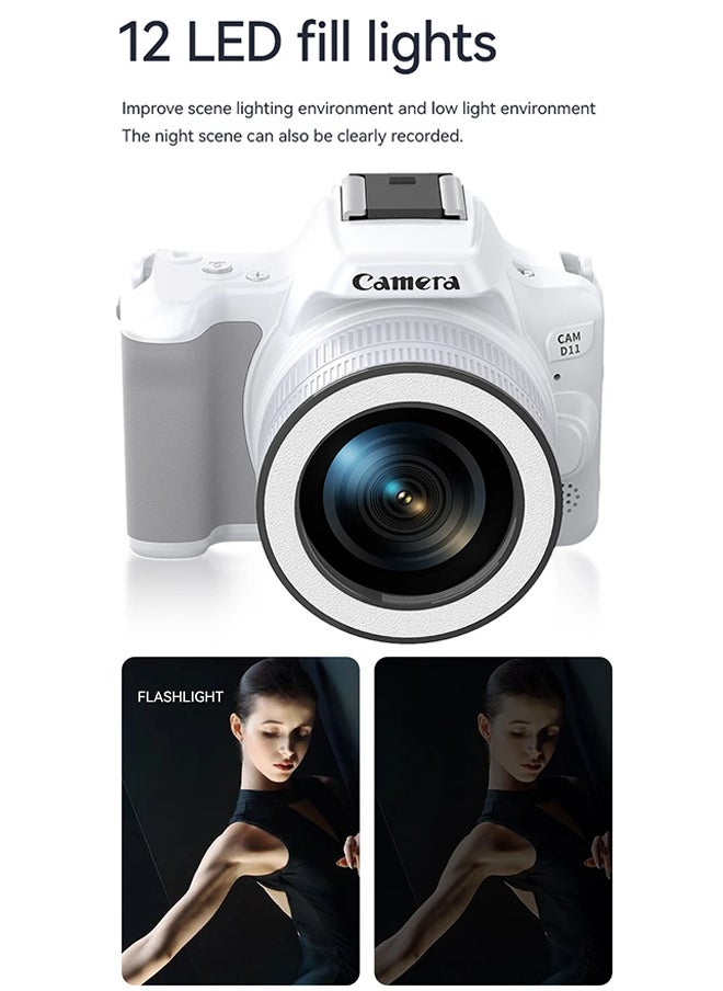 كاميرا رقمية صغيرة 48 ميجابكسل DSLR كاميرا 2K HD تقريب رقمي 16X كاميرا سفر مع بطاقة ذاكرة 128 جيجابايت وشاشة IPS مقاس 2 بوصة وكاميرا تسجيل فيديو