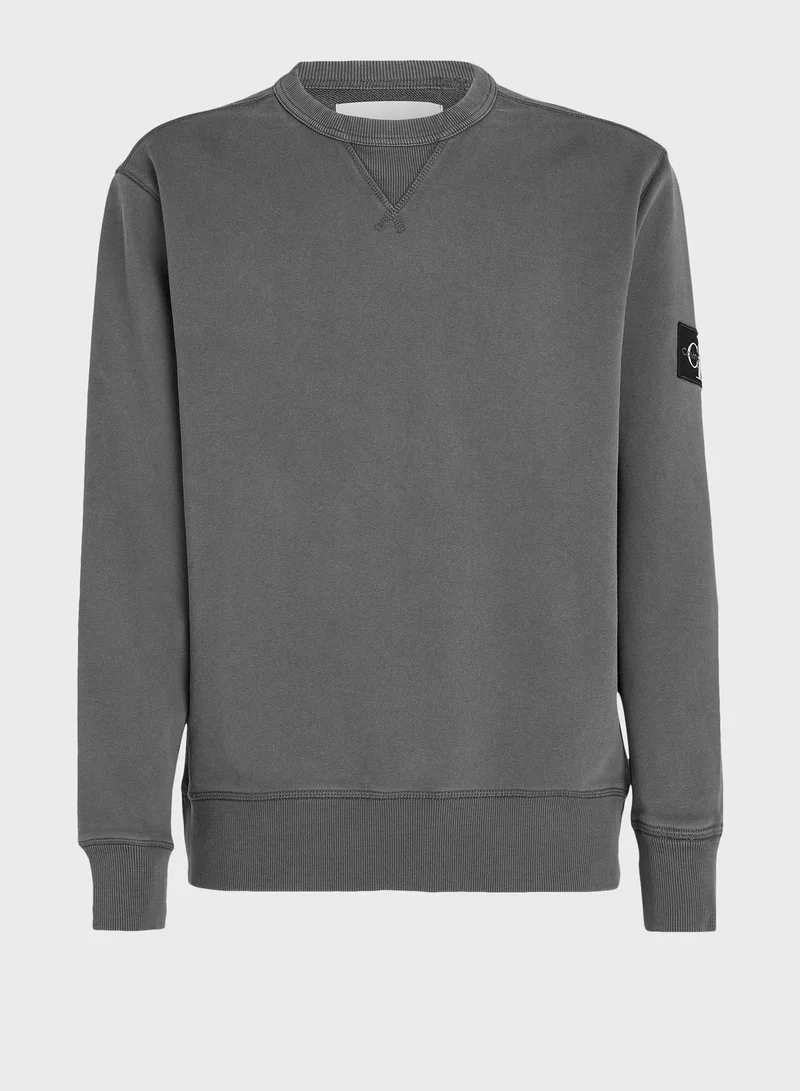 Calvin Klein Jeans Washed Badge Crew Neck Sweatshirt