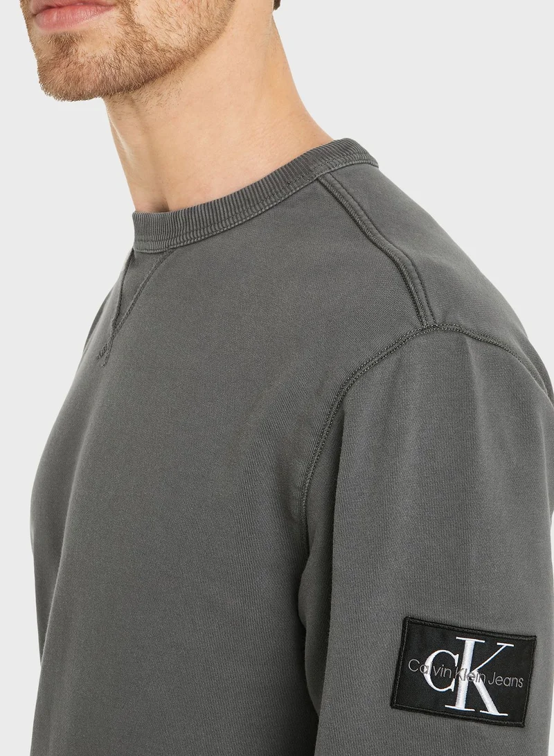 Calvin Klein Jeans Washed Badge Crew Neck Sweatshirt