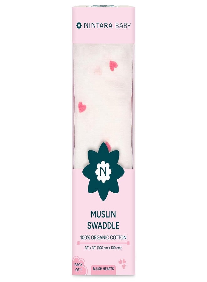 NINTARABABY Swaddle - 100% Organic Premium Muslin Cotton, 39" x 39" (100 cm x 100 cm), Ultra-Soft, Breathable & Lightweight, Multipurpose, Hypoallergenic, Gift for Newborn Girls - Image 1