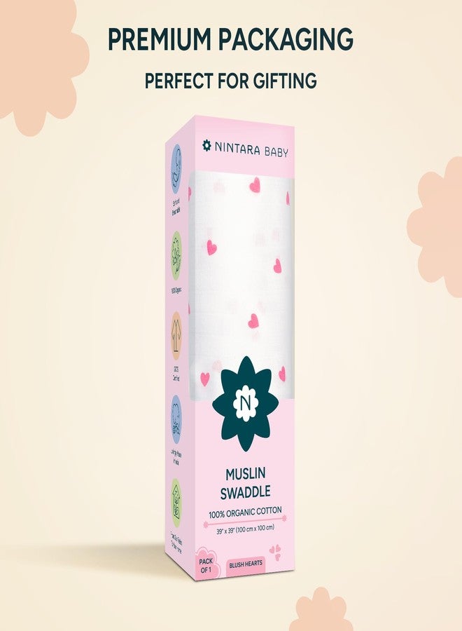 NINTARABABY Swaddle - 100% Organic Premium Muslin Cotton, 39" x 39" (100 cm x 100 cm), Ultra-Soft, Breathable & Lightweight, Multipurpose, Hypoallergenic, Gift for Newborn Girls - Image 4