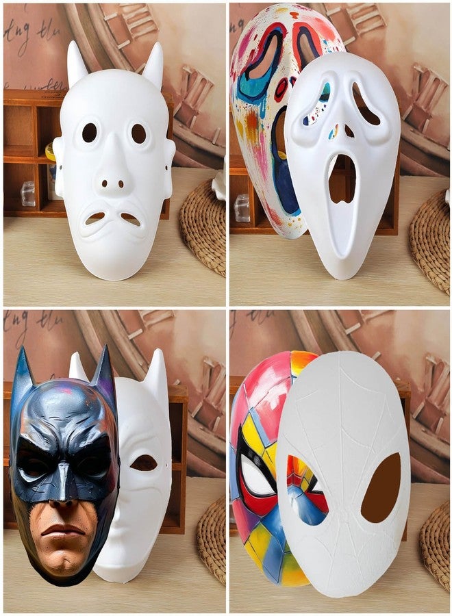 Lynkaye White Plain Masks,16 pcs DIY Unpainted Masquerade Masks Craft Mardi Gras Dance Cosplay Party Mask Costume (16pcs Cartoon) - Image 3