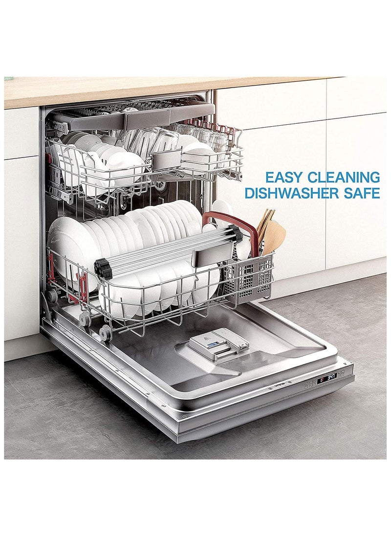Hihonor - Dish Drying Rack Roll Up Sink Drying Rack, Searik Over The Sink Dish Rack Multi-Use Stainless Steel Dish Drainers Heat Resistant Mat for Drying Draining Trivet (17"x 15.7") - Image 1