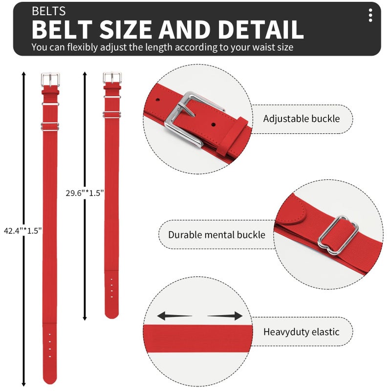 QBK Toddler Baseball Socks And Belt Youth Softball Tee Ball Combo Set for Boy Girl (2 Pairs of Socks & 1 Belt) Red 5-7T - Image 5