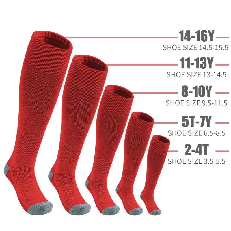 QBK Toddler Baseball Socks And Belt Youth Softball Tee Ball Combo Set for Boy Girl (2 Pairs of Socks & 1 Belt) Red 5-7T - Image 4