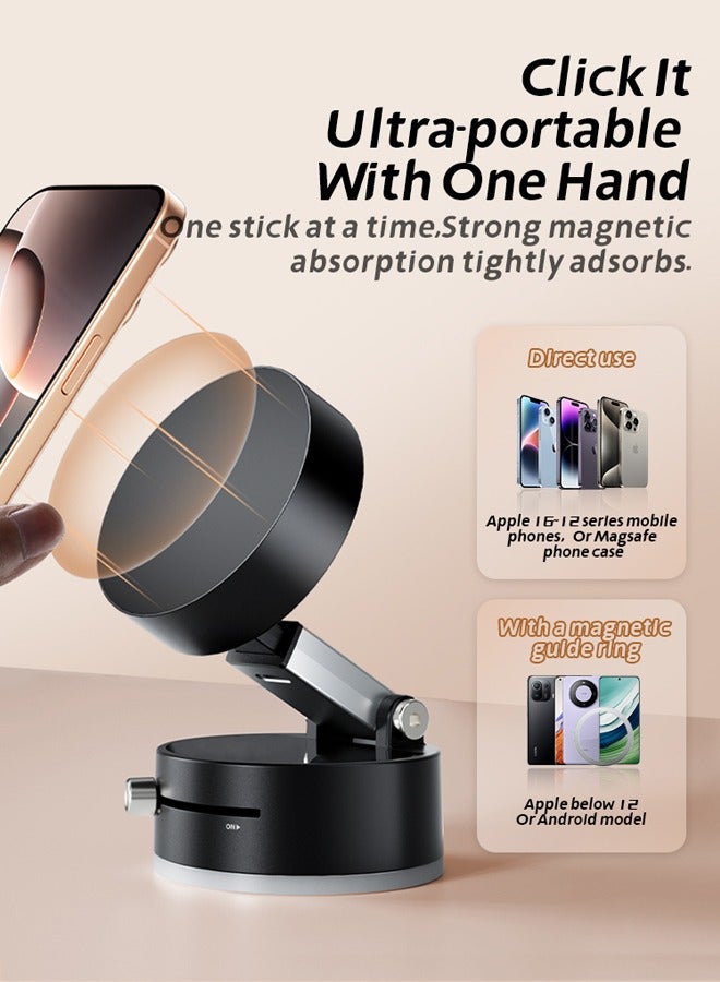 Multifunctional Vacuum Suction Phone Holder - Folding, Extendable, Double-Sided Magnetic Kitchen Stand with Smartphone Mount  - Image 2