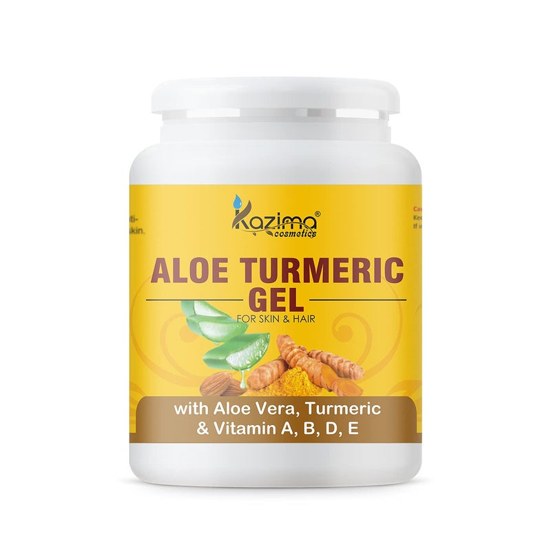 KAZIMA Aloe Turmeric Gel for Face and Body 500gm  with Multivitamins Turmeric and Pure Aloe Vera for Soothing Hydrating  Moisturizing  Brightening Gel for Dark Spots and Hyperpigmentation - Image 1