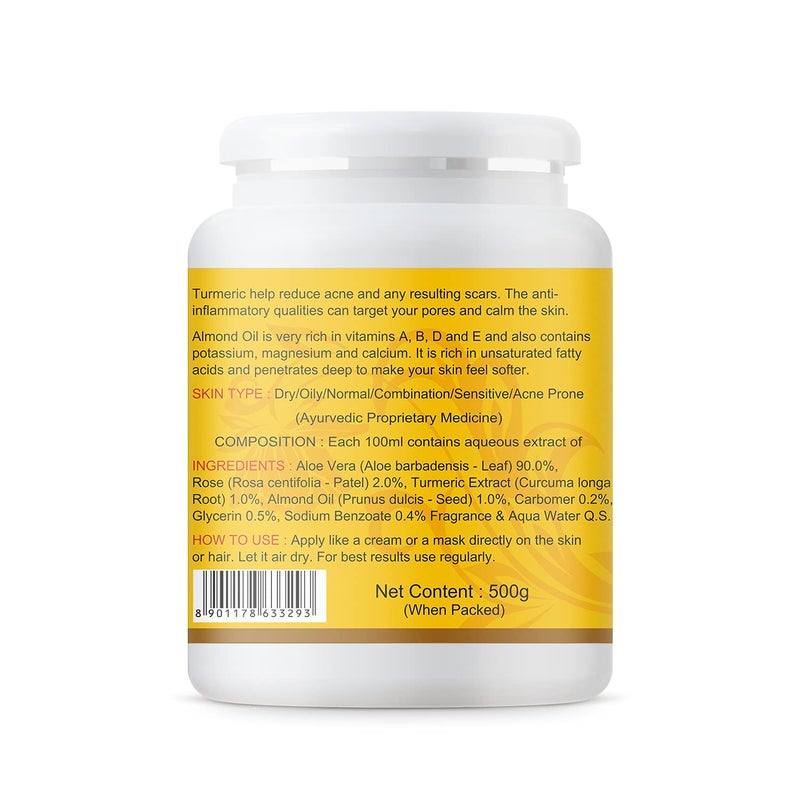KAZIMA Aloe Turmeric Gel for Face and Body 500gm  with Multivitamins Turmeric and Pure Aloe Vera for Soothing Hydrating  Moisturizing  Brightening Gel for Dark Spots and Hyperpigmentation - Image 2