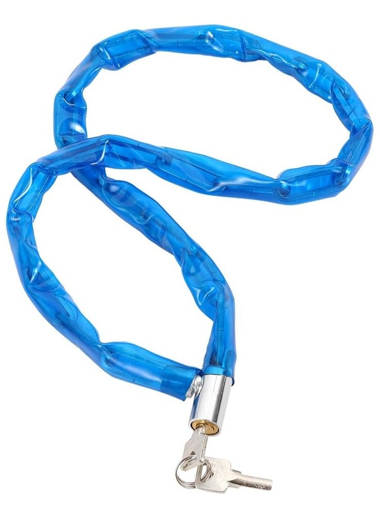 Chain Lock, Soft Plastic Wrapped Metal Chain Cable Safety Lock for Motorcycle, Bike- Blue - Image 1