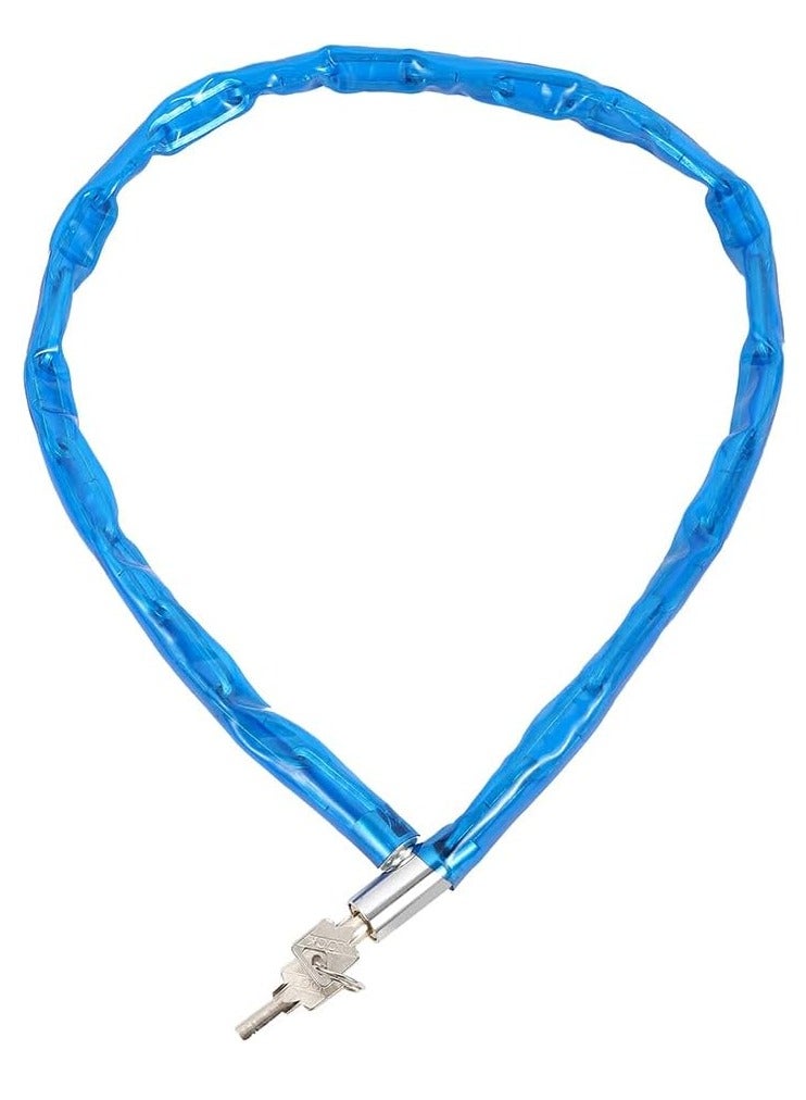 Chain Lock, Soft Plastic Wrapped Metal Chain Cable Safety Lock for Motorcycle, Bike- Blue - Image 2
