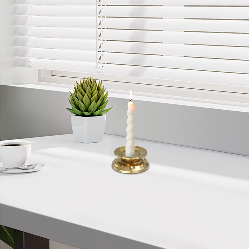 1 Pair Vintage Stainless Steel Candle Holder for Wedding Holiday Party Taper Candle Stand Wide Base Stands Table Centerpiece Decor No - Image 4