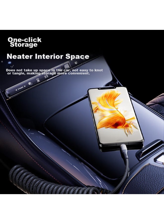 CangHua Type-c Data Cable, 6a/5a Super Fast Charging 100w/66w, Car Spring Charging Cable, Usb-c, Suitable For Huawei Mate60pro/p50/40, Honor, Xiaomi Phones - Image 3