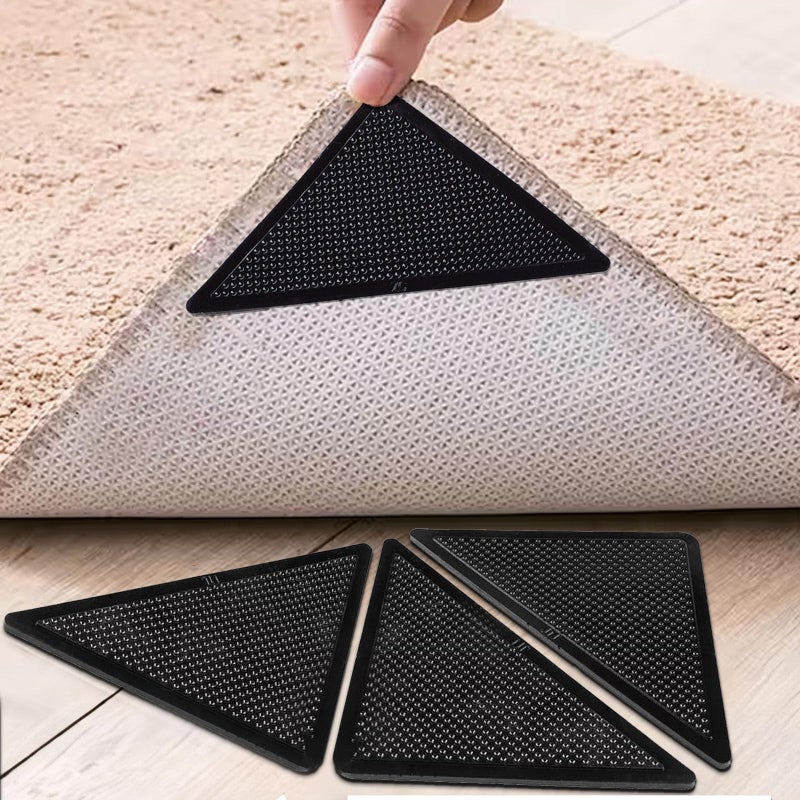 Muddy Mat وسادات زاوية السجاد Muddy Mat® شديدة التحمل وغير قابلة للانزلاق وقابلة لإعادة الاستخدام - وسادة لاصقة مزدوجة الجوانب للزوايا والجوانب على الأرضيات الخشبية الصلبة والسجاد - حافظ على سجادتك في مكانها (عبوة من 4 قطع) - Image 1