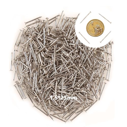 newlng 500pcs Small Nail Round Head Tiny Nails String Art Nails Hand-Made Hardware Accessories Fasteners Mini Nail 1.5mm X 25mm/0.06"X1"(DXL) Silver - Image 1