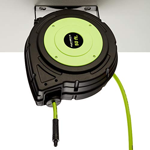 Flexzilla Retractable Enclosed Plastic Air Hose Reel, 3/8 in. x 50 ft., Heavy Duty, Lightweight, Hybrid, ZillaGreen - L8250FZ - Image 5