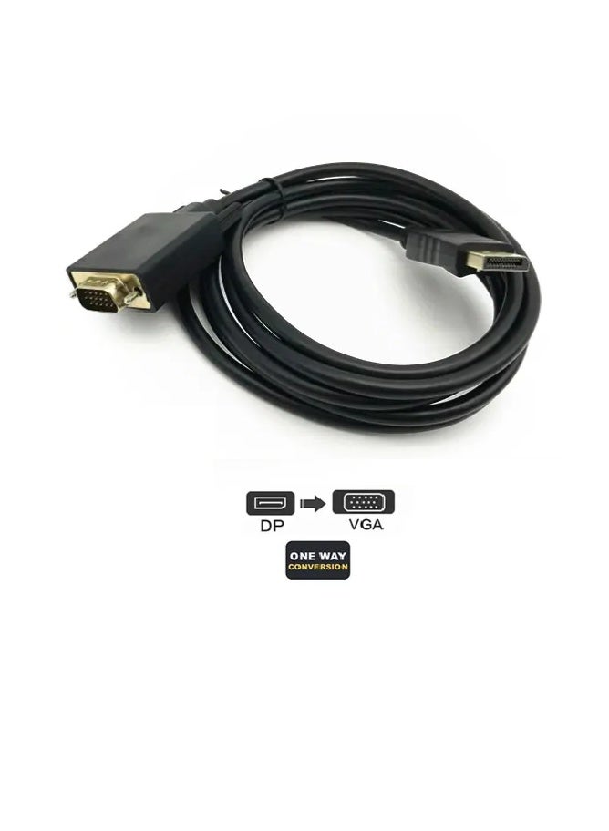 FUJISHKA DisplayPort (DP) Male to VGA Male Cable – 1.8 Meter, High-Resolution Adapter for Monitors and Projectors - Image 1
