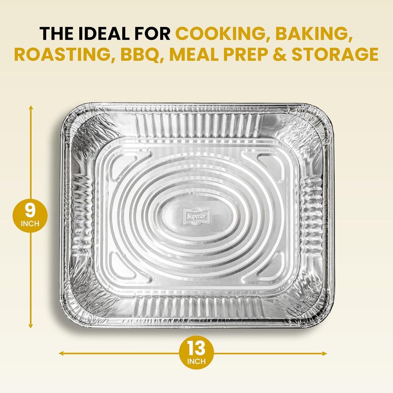 Superior Large Foil Aluminium Trays Pack of 10 – Heavy-Duty Deep Tin Foil Trays 32 x 26 cm Ideal for Cooking Baking Roasting BBQ Meal Prep Storage Tray – Foil Containers for Christmas Parties - Image 2