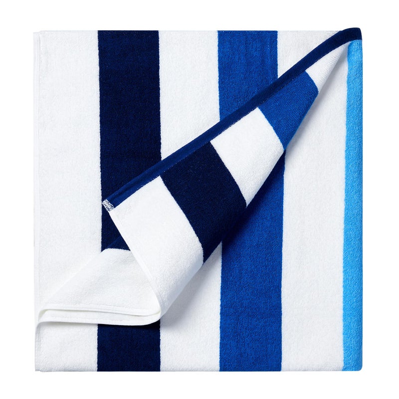 Bornbay Cotton Oversized Beach Towel  Extra Large 40X70 Plush Thick Pool Towel XL Fluffy Multi Blue Beach Towels Stripe Swimming Towel for Adults Mens Women
