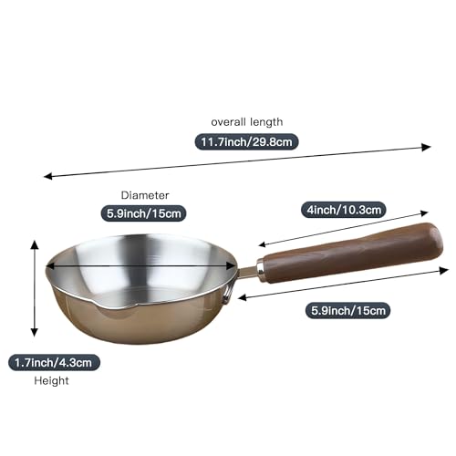 IMEEA 55Inch Mini Egg Pan for 12 Eggs SUS304 Stainless Steel Small Omelet Pan Sauce Pan with Wooden Handle - Image 3