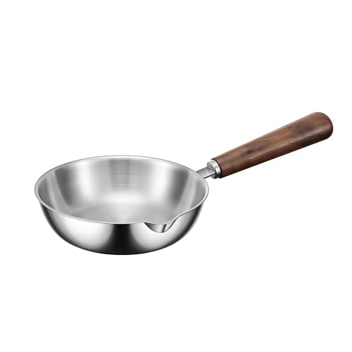 IMEEA 55Inch Mini Egg Pan for 12 Eggs SUS304 Stainless Steel Small Omelet Pan Sauce Pan with Wooden Handle - Image 1