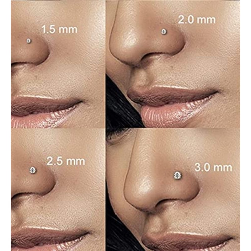 Nose Studs 18g and 20g - L-Shaped Surgical Stainless Steel Diamond Studs for Women and Men - Corkscrew Nose Rings - Image 3