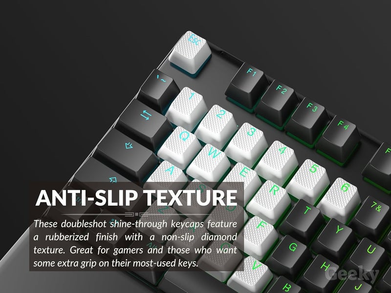 Geeky Rubberized Keycap Set  Double Shot Translucent  ABS  TPR  OEM Profile for Mechanical Gaming Keyboard White 23 Keys - Image 5