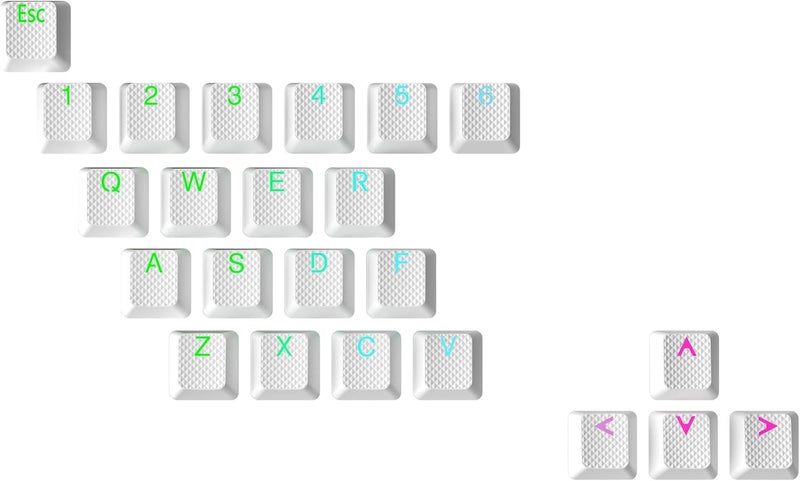Geeky Rubberized Keycap Set  Double Shot Translucent  ABS  TPR  OEM Profile for Mechanical Gaming Keyboard White 23 Keys - Image 1