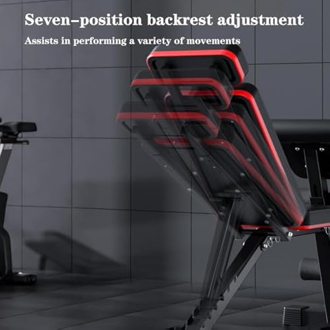 rayihni Adjustable Weight Bench, Utility Workout Bench Foldable Incline Decline Benches For Core, Hip & Lower Back Workout Multi-Functional Hyperextension Bench Full Body Workout (Black) - Image 4