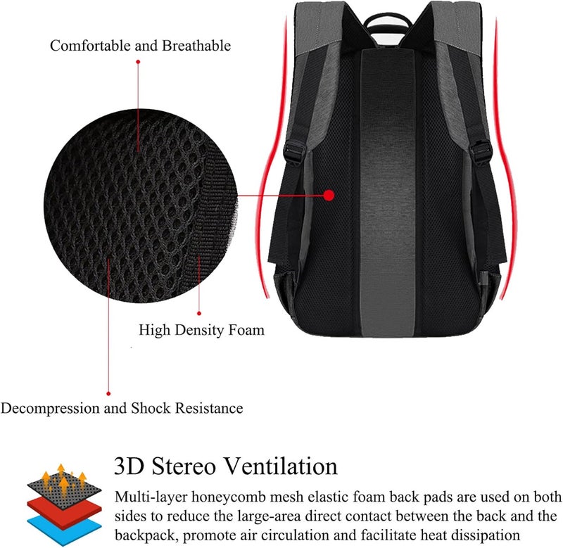 Vaupan Business Travel Laptop Backpack, Water Resistant College School Computer Bag Gifts with USB Charging Port for Men & Women Fits 15.6 Inch Notebook - Image 4