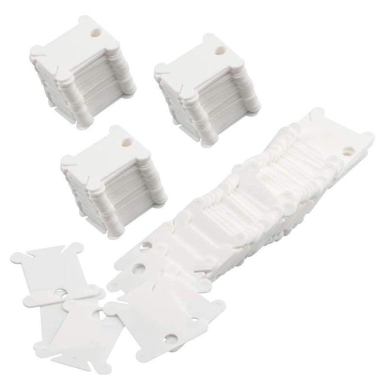 MUZHI Embroidery Floss Bobbins, 128 Pcs Embroidery Floss Organizer, Plastic Embroidery Thread Cards for Cross Stitch Thread Holder Sewing Storage(White) - Image 1