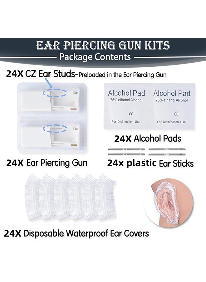 JCB CHIC 24pcs Safety Ear Piercing Gun Kit ,Disposable Disinfect Sterile Earring Piercer Machine Studs   Jewelry Piercing Tool - Image 2