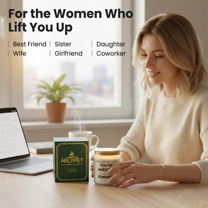ARLYPET Candles Gifts for Women Inspirational Unique Valentines Mothers Day Christmas Birthday Gifts for Her Sister Best Friend Wife Girlfriend Stocking Stuffers for Women, Lavender Scented Candle - Image 3