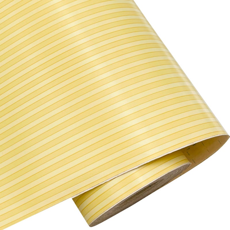 Yifely Yellow White Stripes Shelf Liner Drawer Units Decor Sticker SelfAdhesive Tabletop Protect Paper 177 Inch by 98 Feet