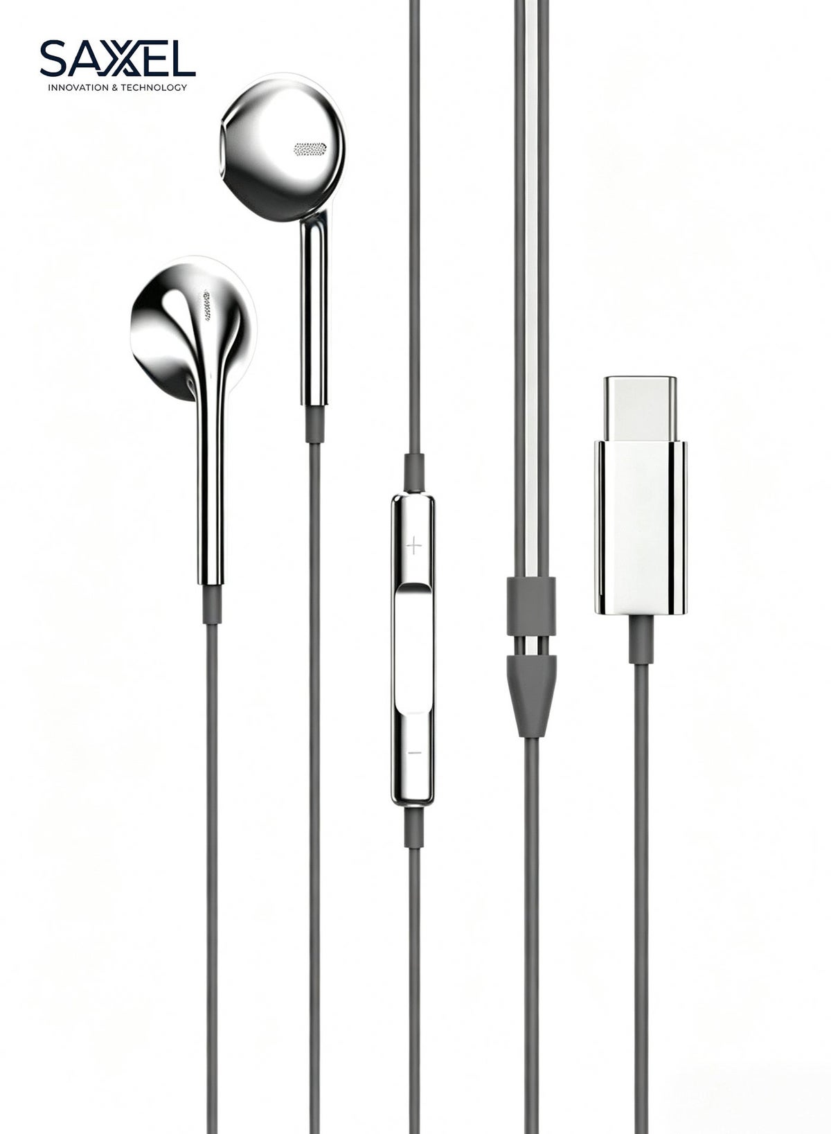 saxel Saxel Mirror Chrome Wired Earbuds type-c Wired Headphones mirror silver chrome type-c Z4DCEF188EBA4C150E78CZ