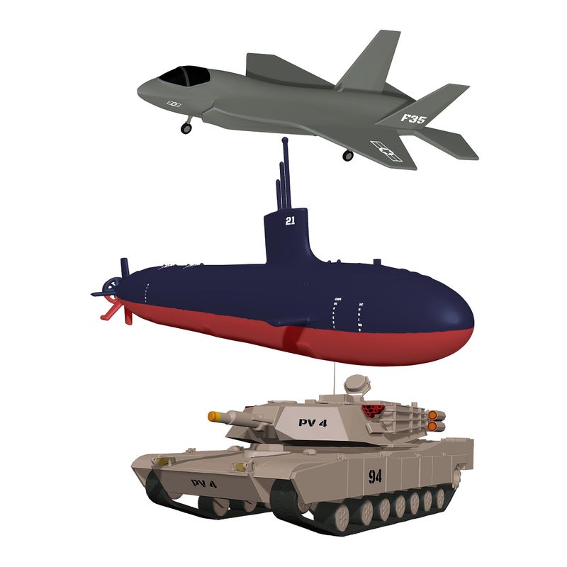 SplashEZ Bath Toys for Kids Ages 48 Kids Bath Toys for Boys Mold Free No Hole Sealed Soft Durable Army Play Set Submarine Tank Airplane Jet No Mold for Water Tub Pool Ages 0134568 - Image 2
