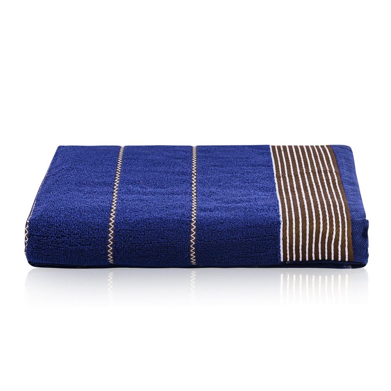 Kuber Industries Kuber Industries Pack of 2 Soft Cotton Bathing Towel For Men/Women | 450 GSM Fade/Wrinkle Resistant Towels For Bath | 30x60 Inch | Dark Blue & Brown  - Image 2