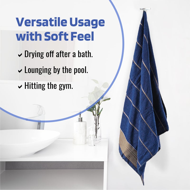 Kuber Industries Kuber Industries Pack of 2 Soft Cotton Bathing Towel For Men/Women | 450 GSM Fade/Wrinkle Resistant Towels For Bath | 30x60 Inch | Dark Blue & Brown  - Image 4
