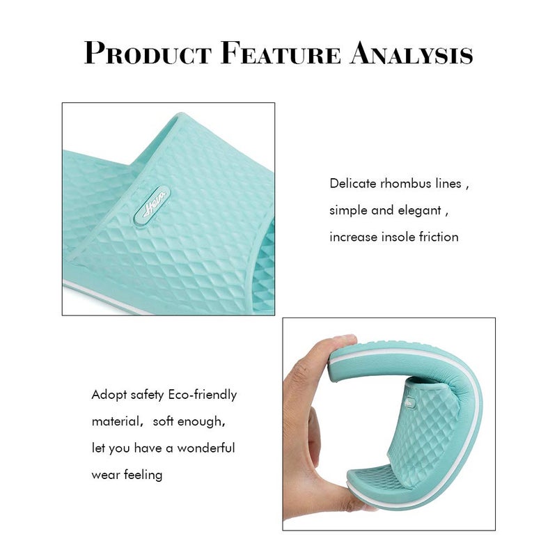 FUNKYMONKEY Womens Bathroom Shower Slippers Indoor Home Beach Non Slip Sandal (9 M US, Lt Blue/FMB) - Image 4