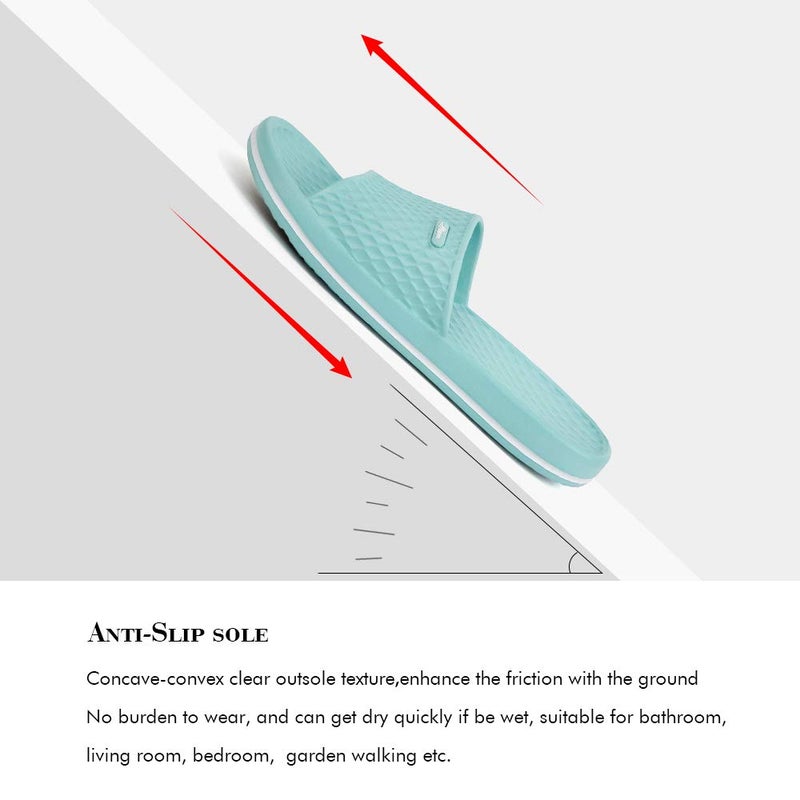 FUNKYMONKEY Womens Bathroom Shower Slippers Indoor Home Beach Non Slip Sandal (9 M US, Lt Blue/FMB) - Image 3