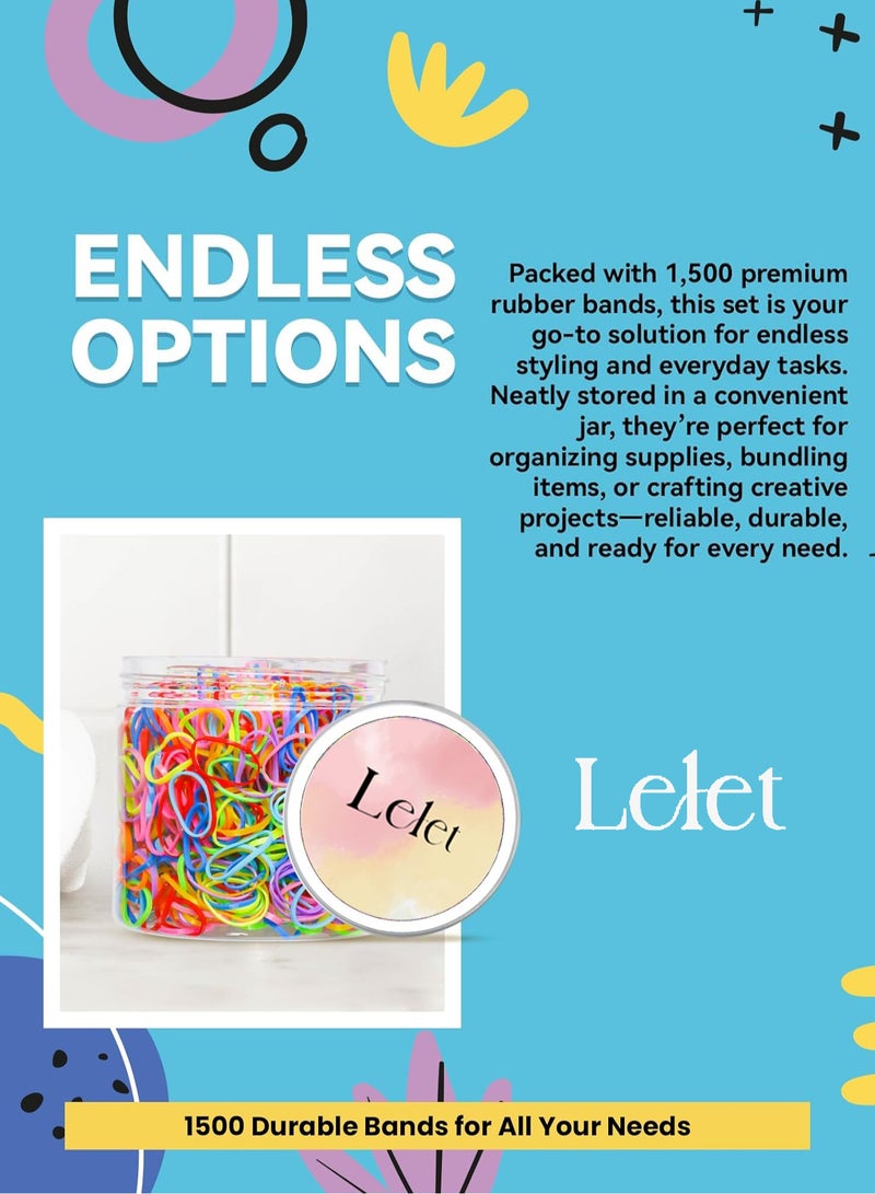 Lelet 1500 Pcs Colorful & Black Mini Elastic Hair Ties – Soft Rubber Bands for Baby Girls & Kids | No Pull Ponytail Holders | Gentle, Durable Polybands - Image 4