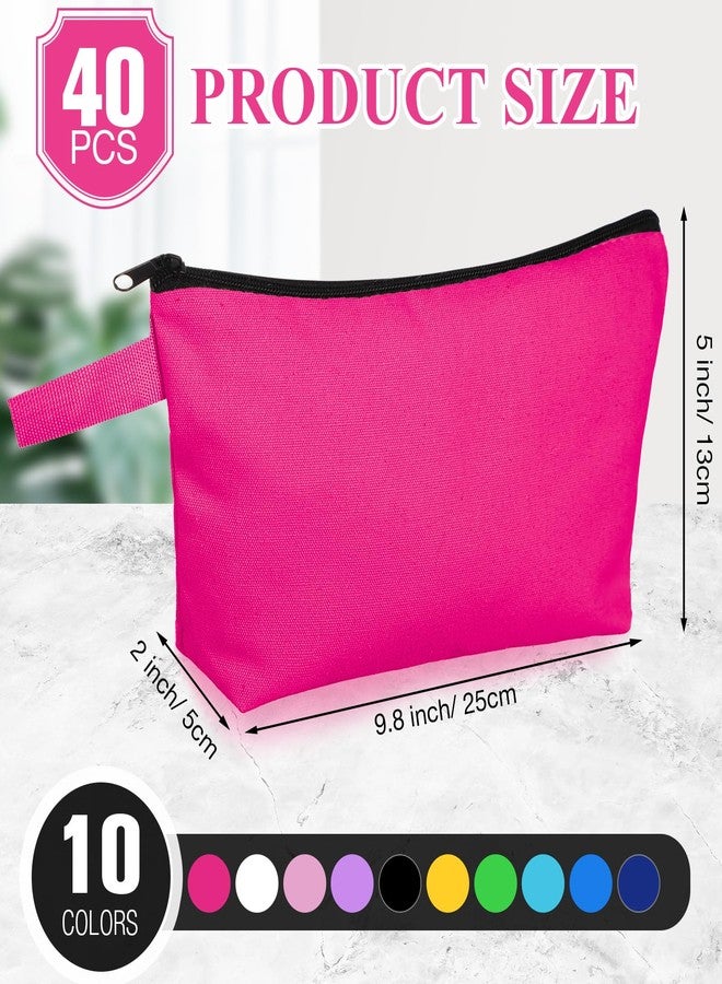 Frienda 40 Pack Canvas Makeup Bags Bulk Cosmetic Bags with Bottom Travel Canvas Zipper Pouch Multi Purpose Blank for Women Purse Toiletry Pencil DIY Craft, 10 Colors(10 x 5 x 2 Inch) - Image 2