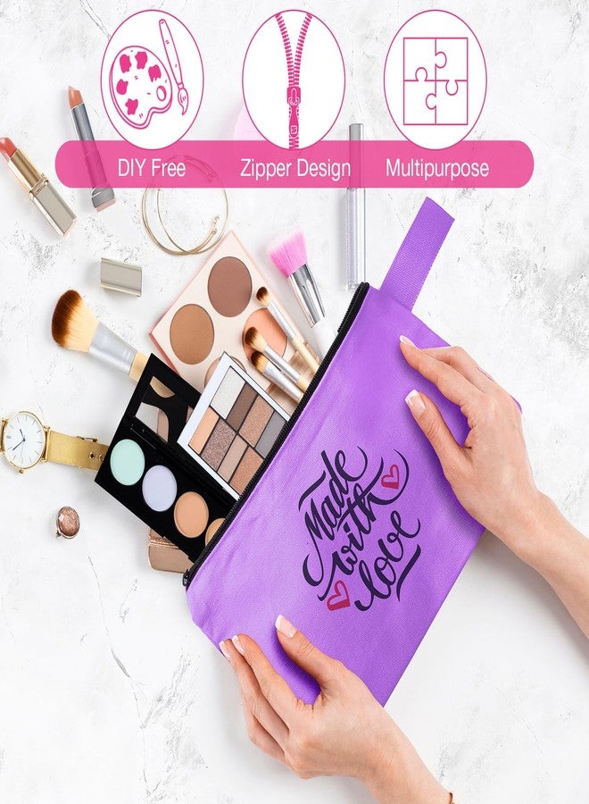 Frienda 40 Pack Canvas Makeup Bags Bulk Cosmetic Bags with Bottom Travel Canvas Zipper Pouch Multi Purpose Blank for Women Purse Toiletry Pencil DIY Craft, 10 Colors(10 x 5 x 2 Inch) - Image 3