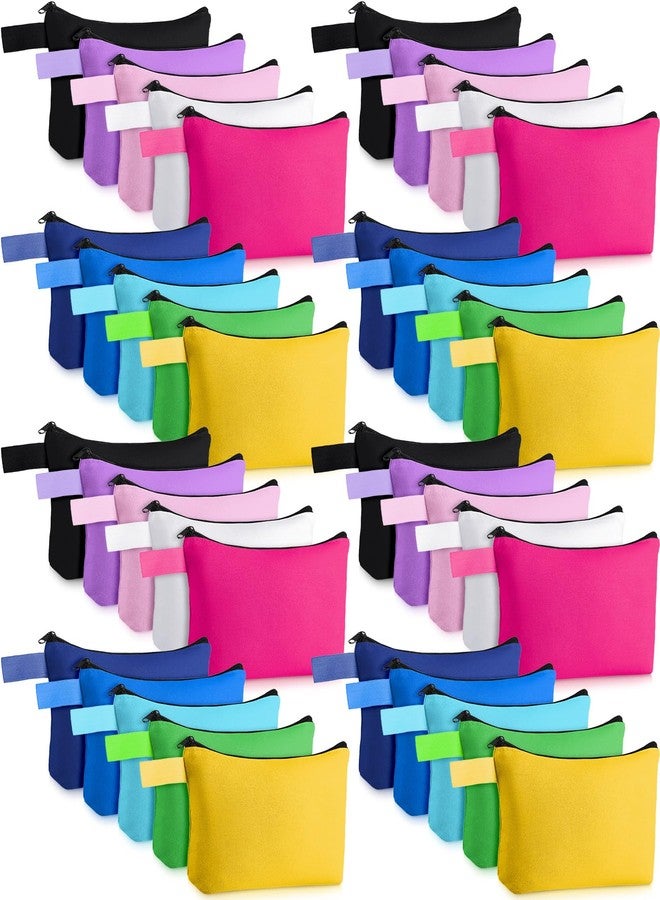 Frienda 40 Pack Canvas Makeup Bags Bulk Cosmetic Bags with Bottom Travel Canvas Zipper Pouch Multi Purpose Blank for Women Purse Toiletry Pencil DIY Craft, 10 Colors(10 x 5 x 2 Inch) - Image 1
