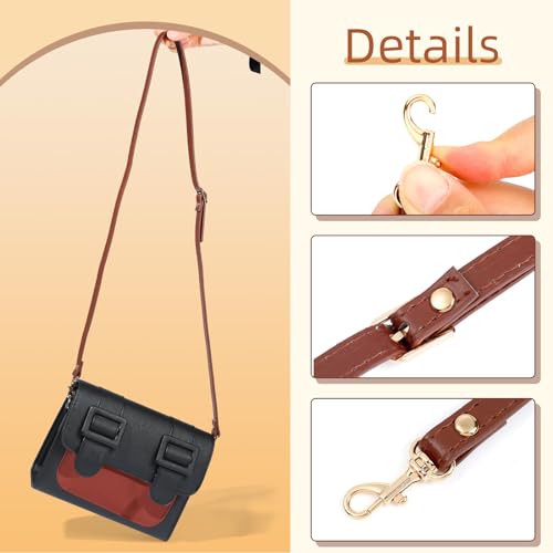 RAYNAG Leather Crossbody Strap Replacement, Adjustable Purse Strap, Handbag Shoulder Strap Replacement with Gold Hardware, Coffee - Image 5