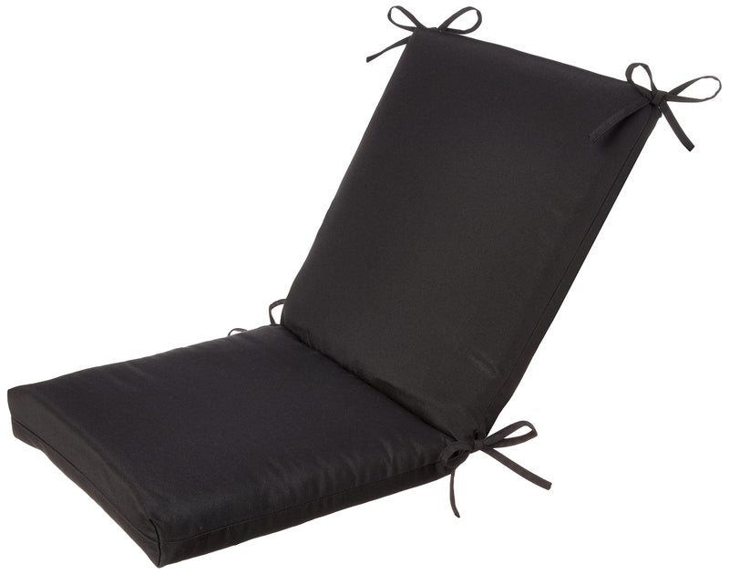 Pillow Perfect Pillow Perfect Fresco Solid IndoorOutdoor One Piece Chair Cushion Deep Seat Weather and Fade Resistant Square Corner  365 x 18 Black 