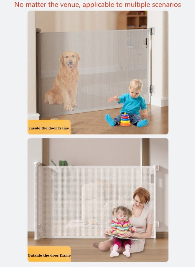 Prodigy Retractable Gate Fence Baby Children's Fence Puppy Pet Fence Indoor Stairway Safety Guardrail 85.6*140CM With Two Installation Methods  - Image 5