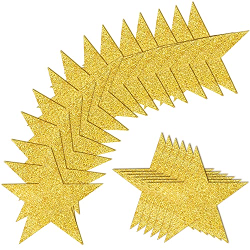 KEEPARTY 100 PCS Glitter Gold Five Star Cutouts Paper Stars Confetti Cutout Gold Star Cutouts for Bulletin Board Stars Accents Classroom Wall Party Decoration Supply - Image 1